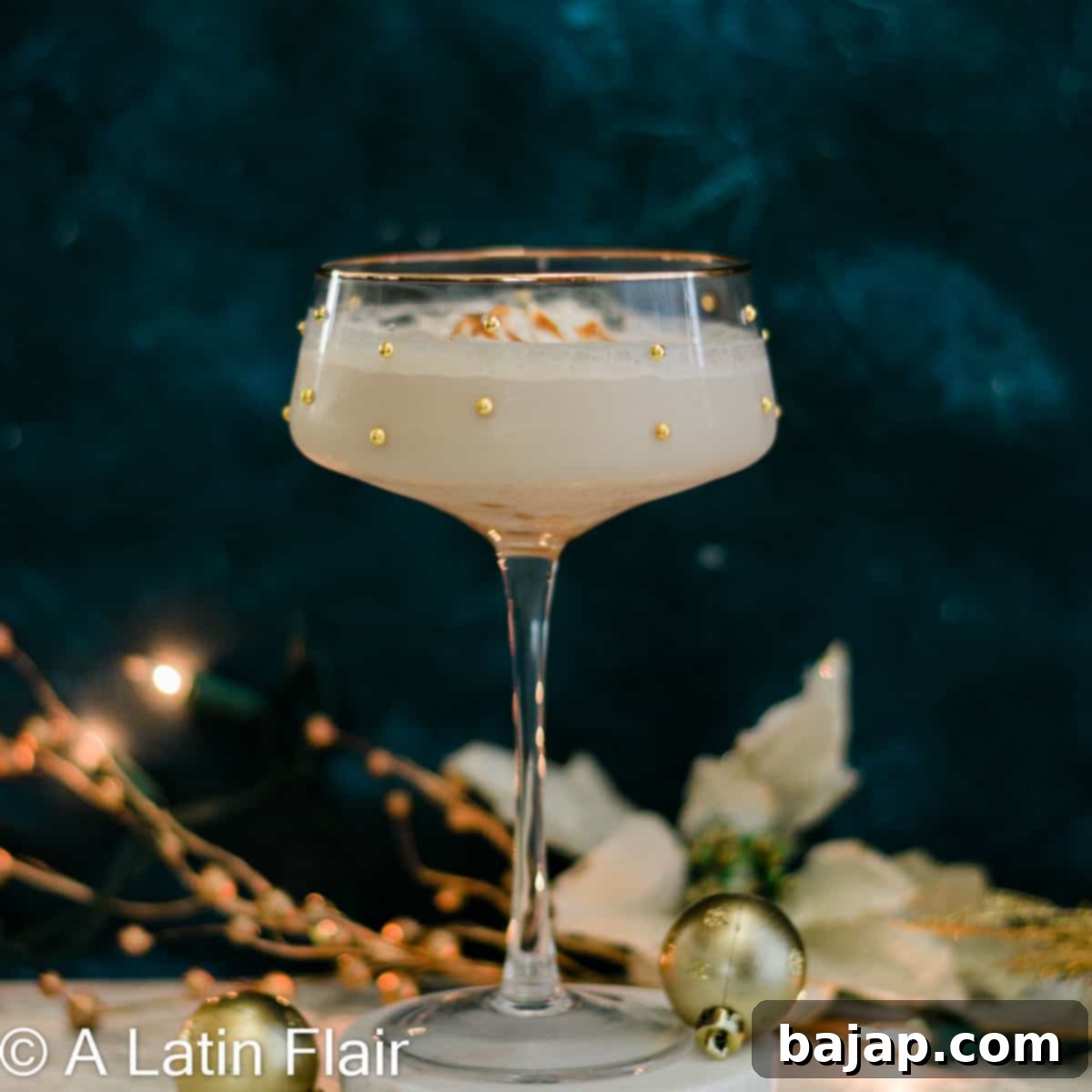 Decadent Dulce de Leche Martini Cocktail with Rum and a caramel drizzle