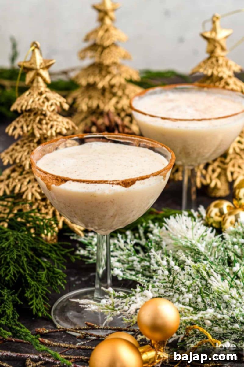 Eggnog Martini with a sprinkle of nutmeg