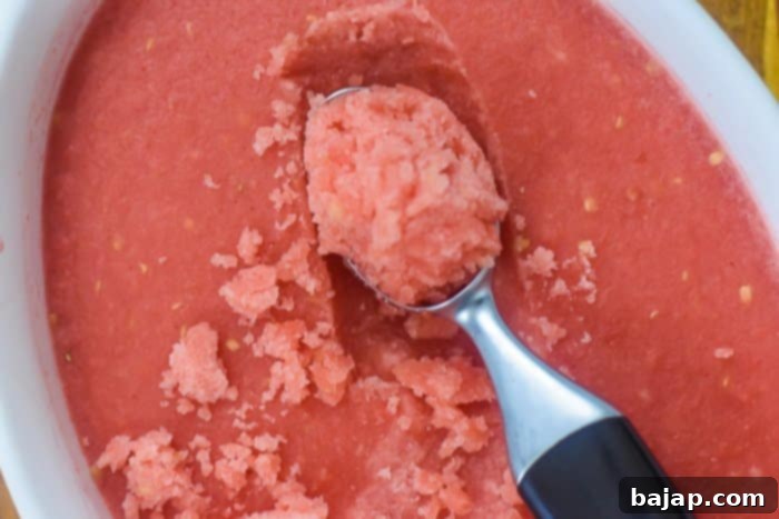 Watermelon Rosé Granita served in elegant glasses, resembling boozy snow cones, with fresh mint.