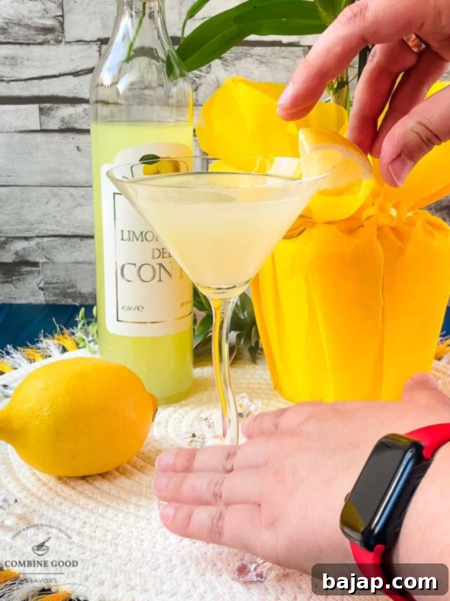 Place a lemon wedge as a garnish.