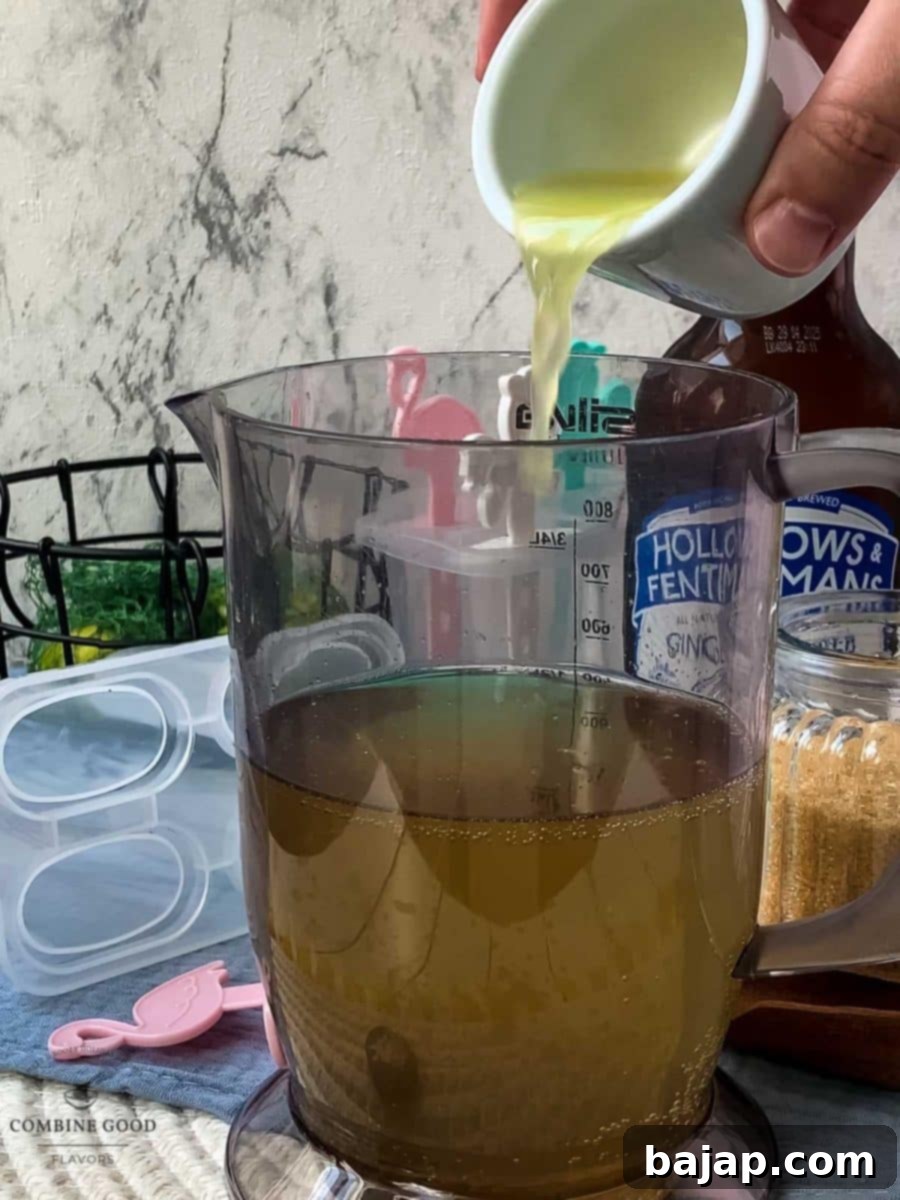 Add the freshly squeezed lime juice.
