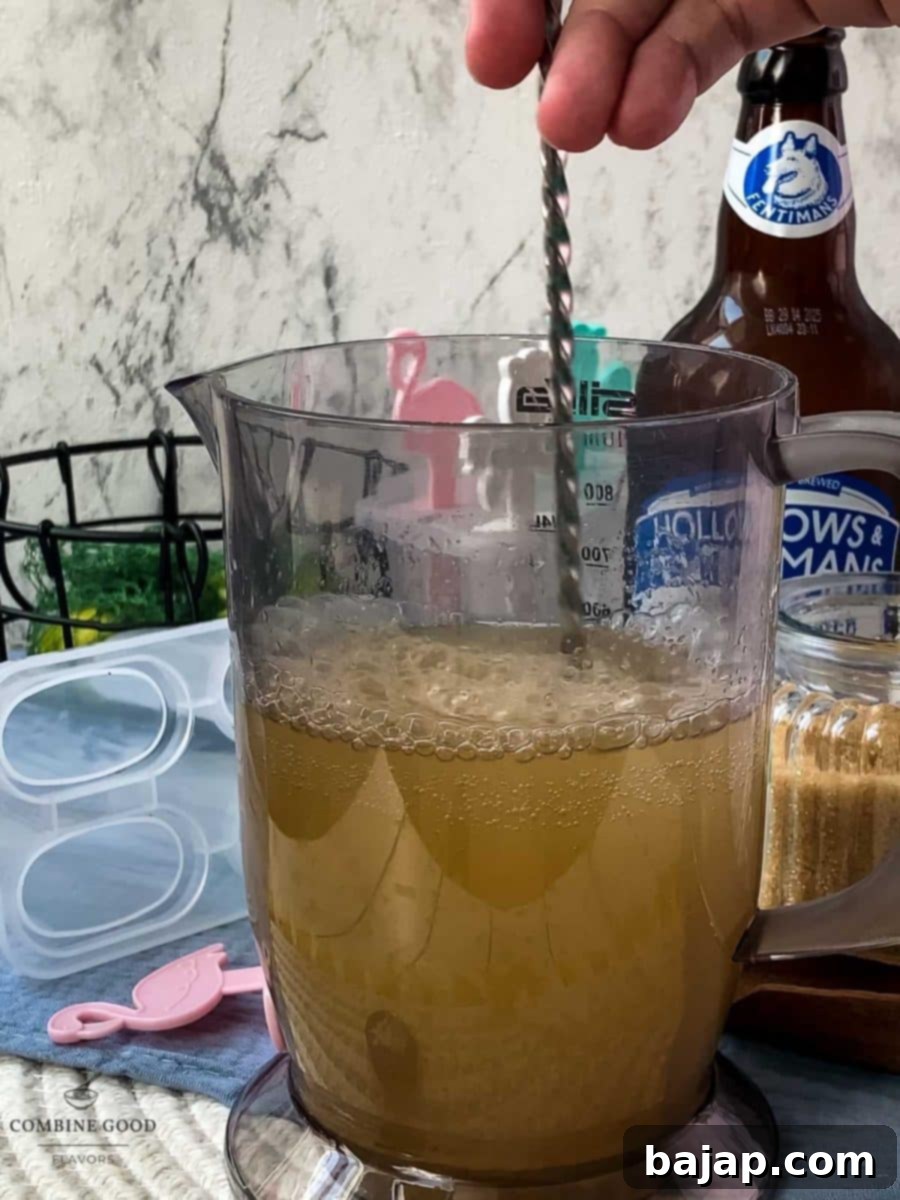 Stir the mixture well to dissolve the brown sugar evently.