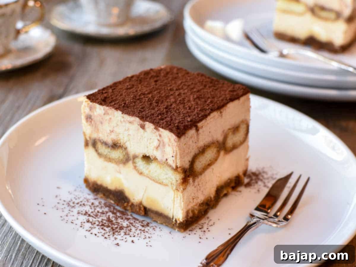 Traditional Italian Tiramisu with coffee-soaked ladyfingers and mascarpone cream