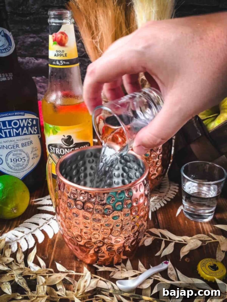 Autumn Apple Cider Moscow Mule 5 Add vodka to your copper mugs.
