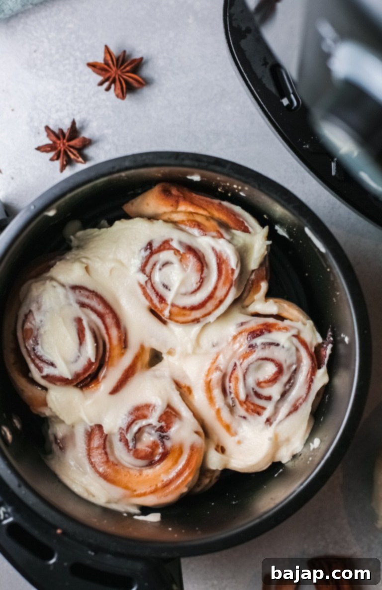 Air Fryer Cinnamon Rolls with Bacon, a sweet and savory dish