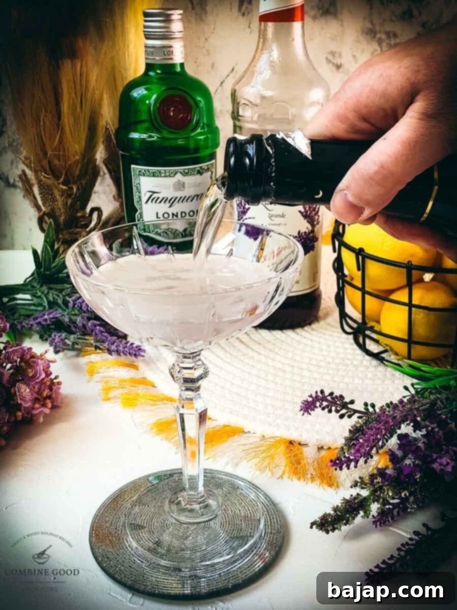 Top off the lavender gin mixture with chilled Prosecco for a sparkling finish.