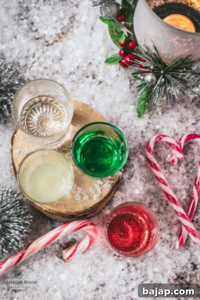 Cranberry peppermint martini ingredients - vodka, peppermint liqueur, cranberry juice, lime juice.
