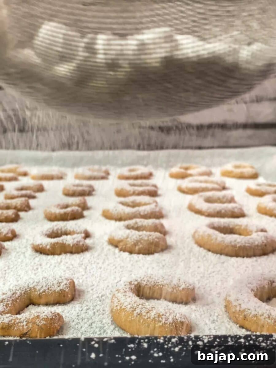 Viennese Vanilla Crescents 10 Dust the warm vanilla crescent cookies with a powdered sugar vanilla sugar mix.
