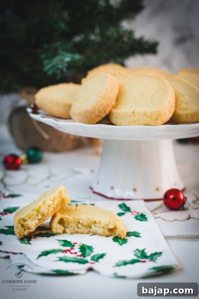 Delicious Heidesand (brown butter shortbread) cookies, placed on gorgeous cookie plate.