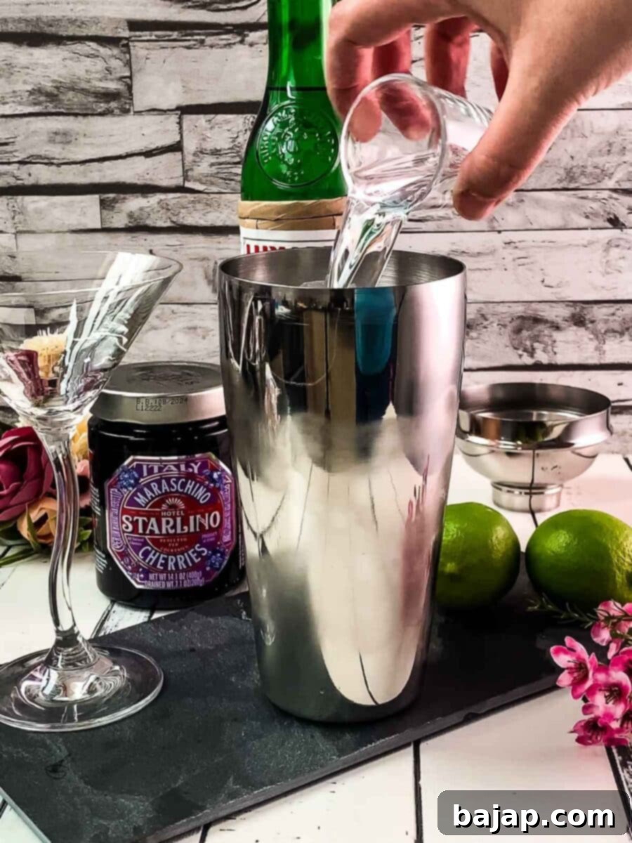 Add gin to the shaker.