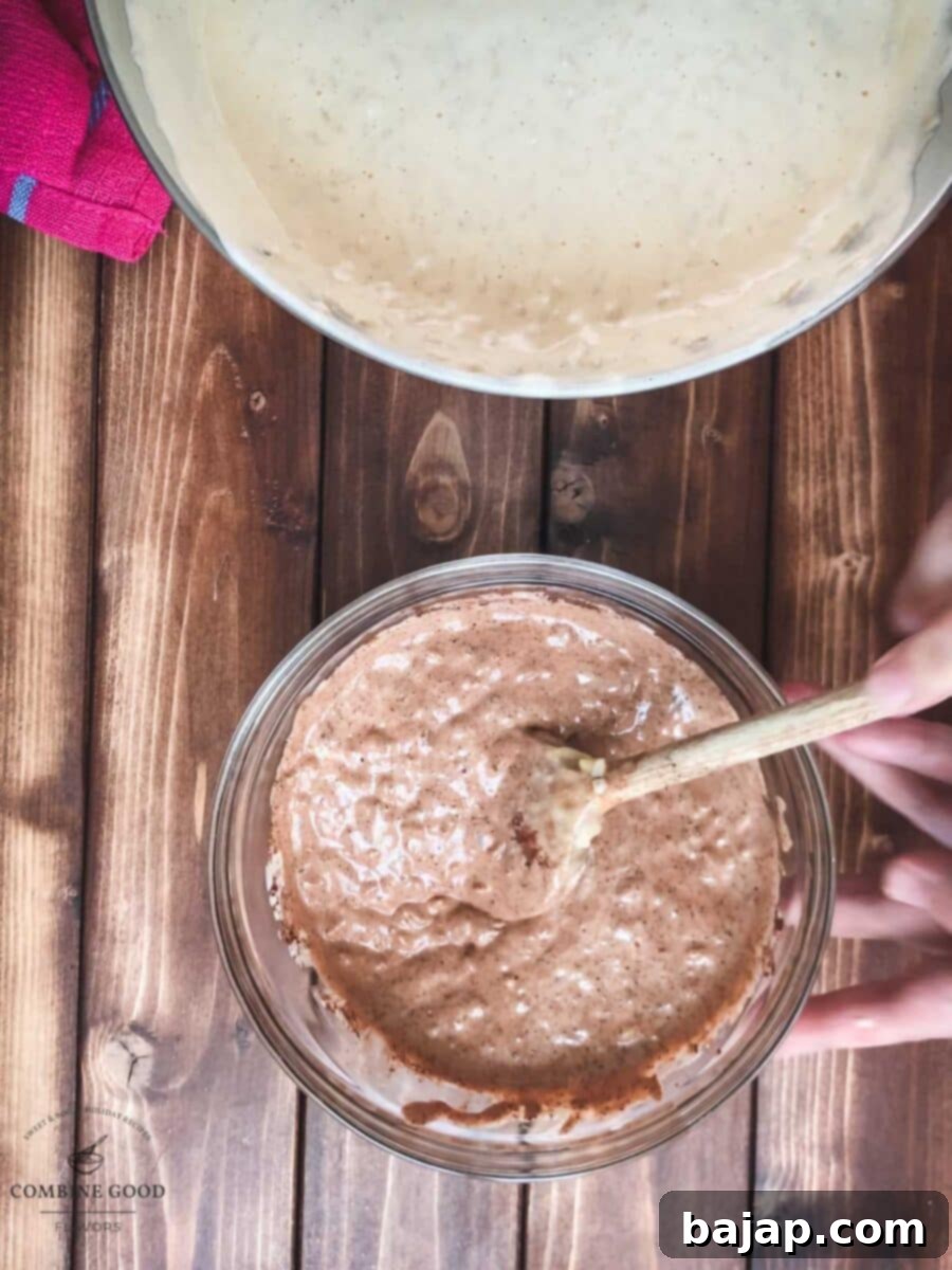 Creamy Baked Rice Pudding 9 Divide the rice mixture into two portions-one-third and two-thirds. Mix the smaller portion with cocoa powder.