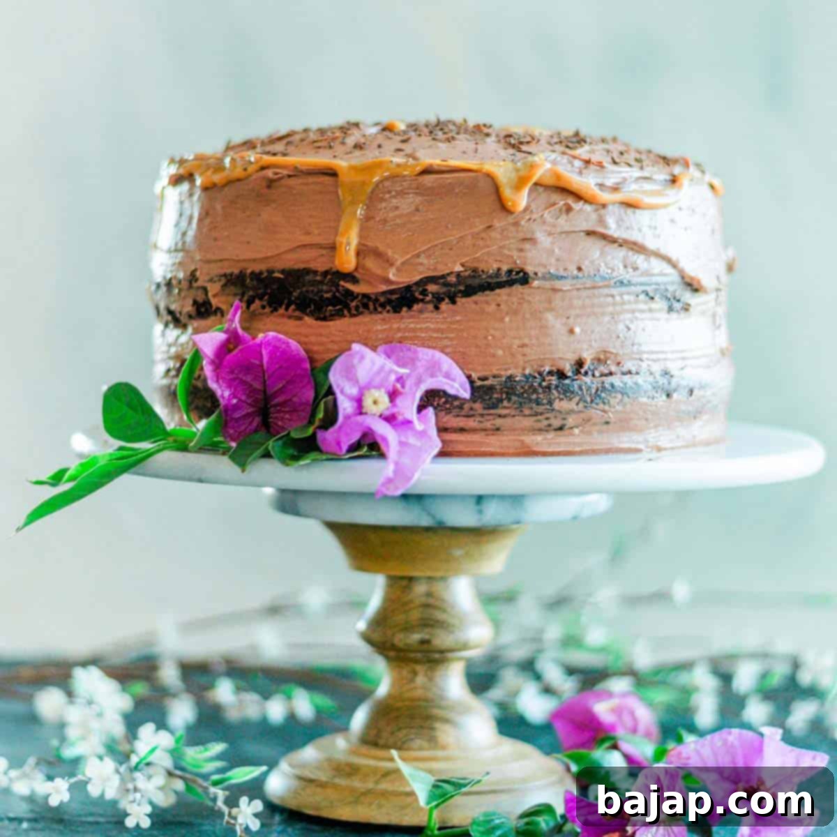 A decadent Chocolate Cake with Cream Cheese Filling and a drizzle of Dulce de Leche.