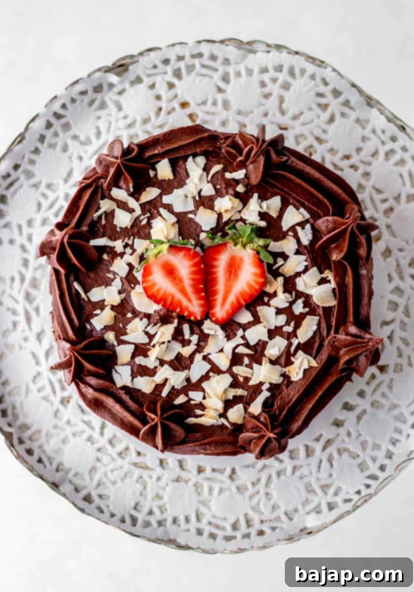 A refined sugar-free chocolate birthday cake, healthy and delicious.