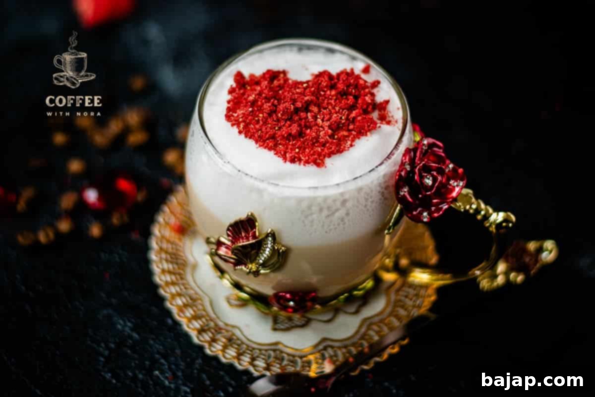 Irresistible Strawberry Latte, a delightful coffee drink infused with sweet strawberry syrup and topped with crushed freeze-dried strawberries.
