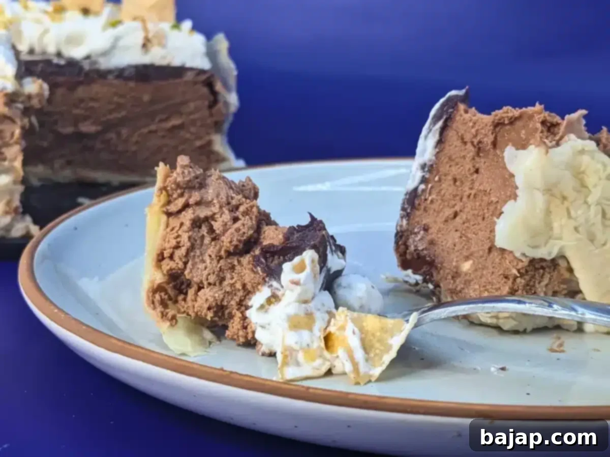 A fusion dessert: Dazzling Chocolate Pistachio Baklava Cheesecake, rich and layered.