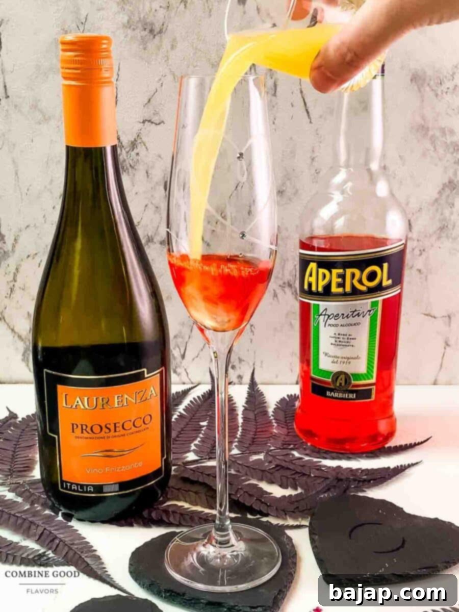 Add orange juice to the Aperol.