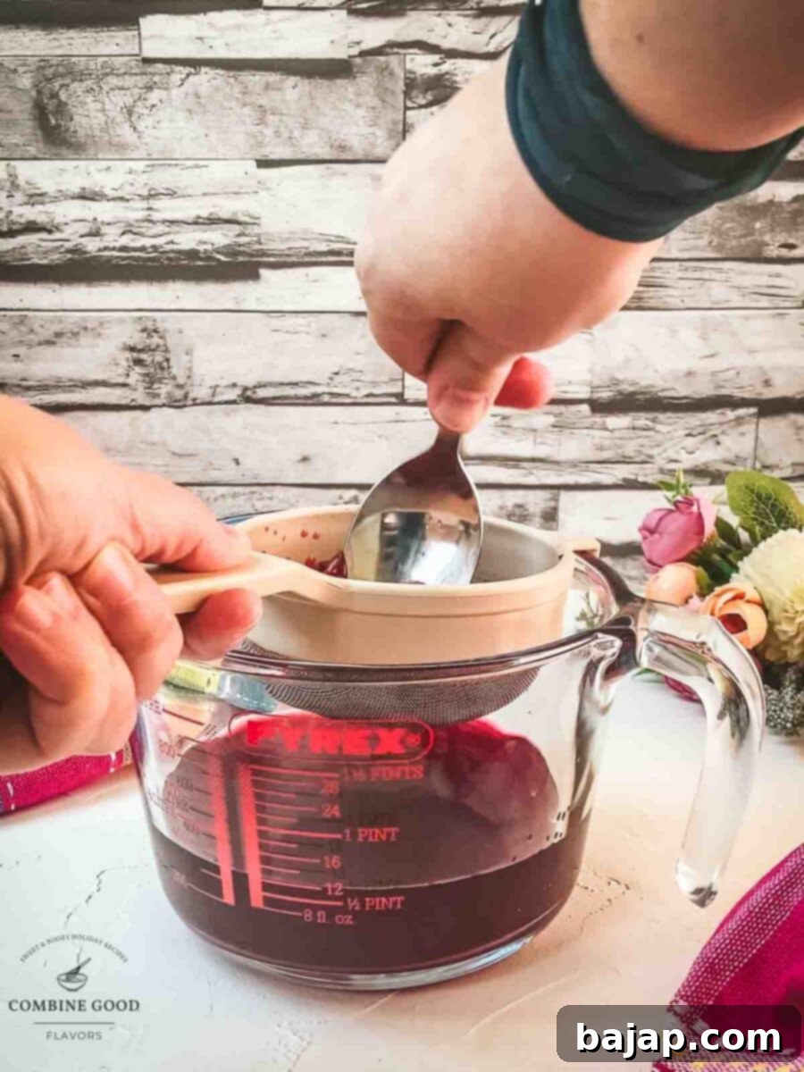 Press the soaked fruit through a sieve.