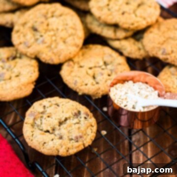 Chewy and Soft Oatmeal Chocolate Chip Delights 13 Chocolate chip oatmeal cookies placed on cooling rack.