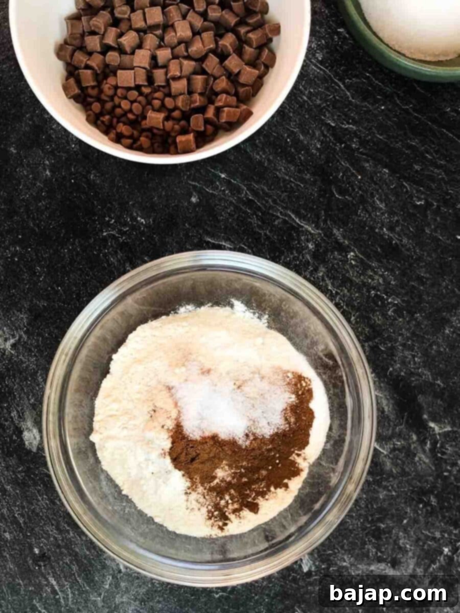 Chewy and Soft Oatmeal Chocolate Chip Delights 4 Whisk together All-purpose flour, Baking soda, Cinnamon, and Salt in a bowl.