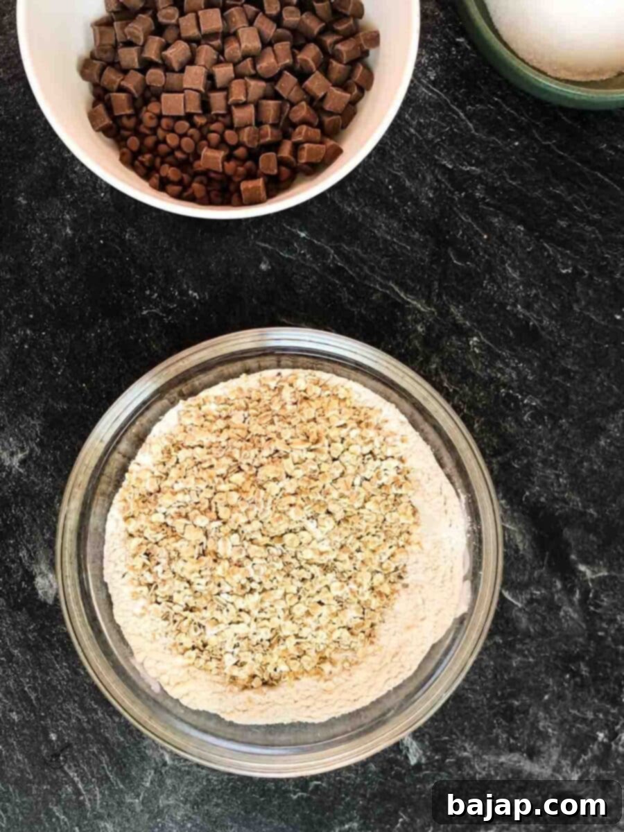 Chewy and Soft Oatmeal Chocolate Chip Delights 5 Stir in old-fashioned rolled oats to the dry ingredients.