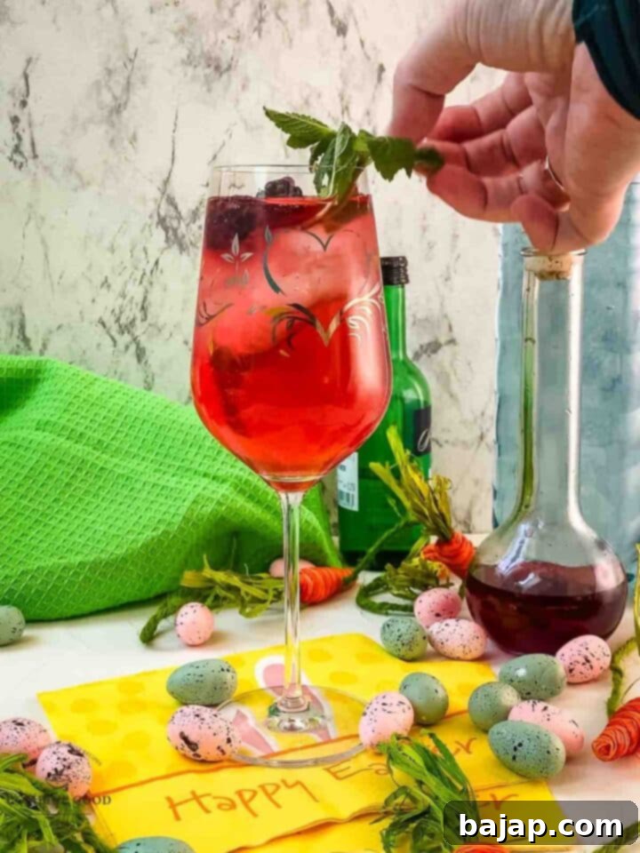 Place a mint spring as a garnish on top of the drink