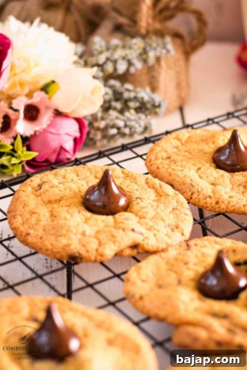 Delicious Hershey's Dark Chocolate Chip Cookies on cooling rack.