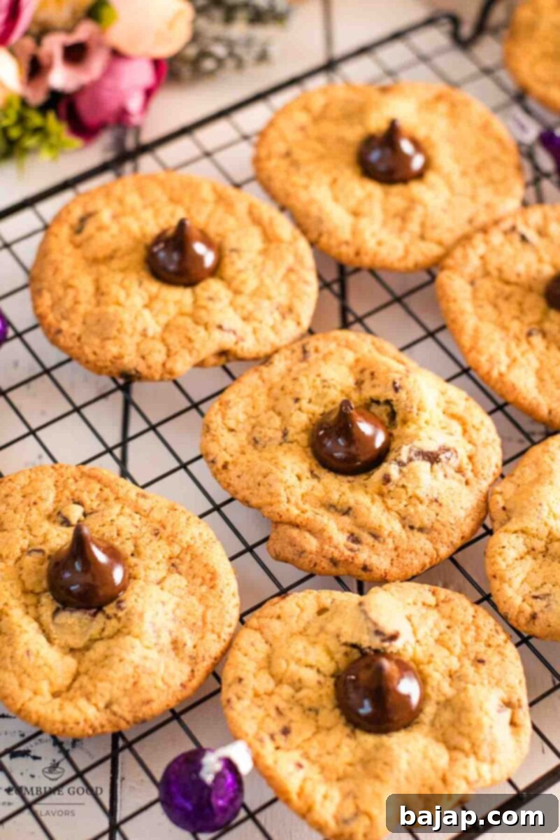 Delicious Hershey's Dark Chocolate Chip Cookies on cooling rack.