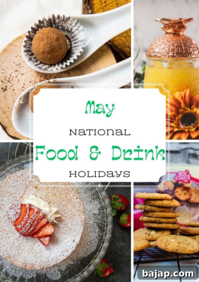 May is full of foodie fun! From fresh strawberries and rich truffles to World Baking Day and Whiskey Day, there's something delicious to celebrate every day!