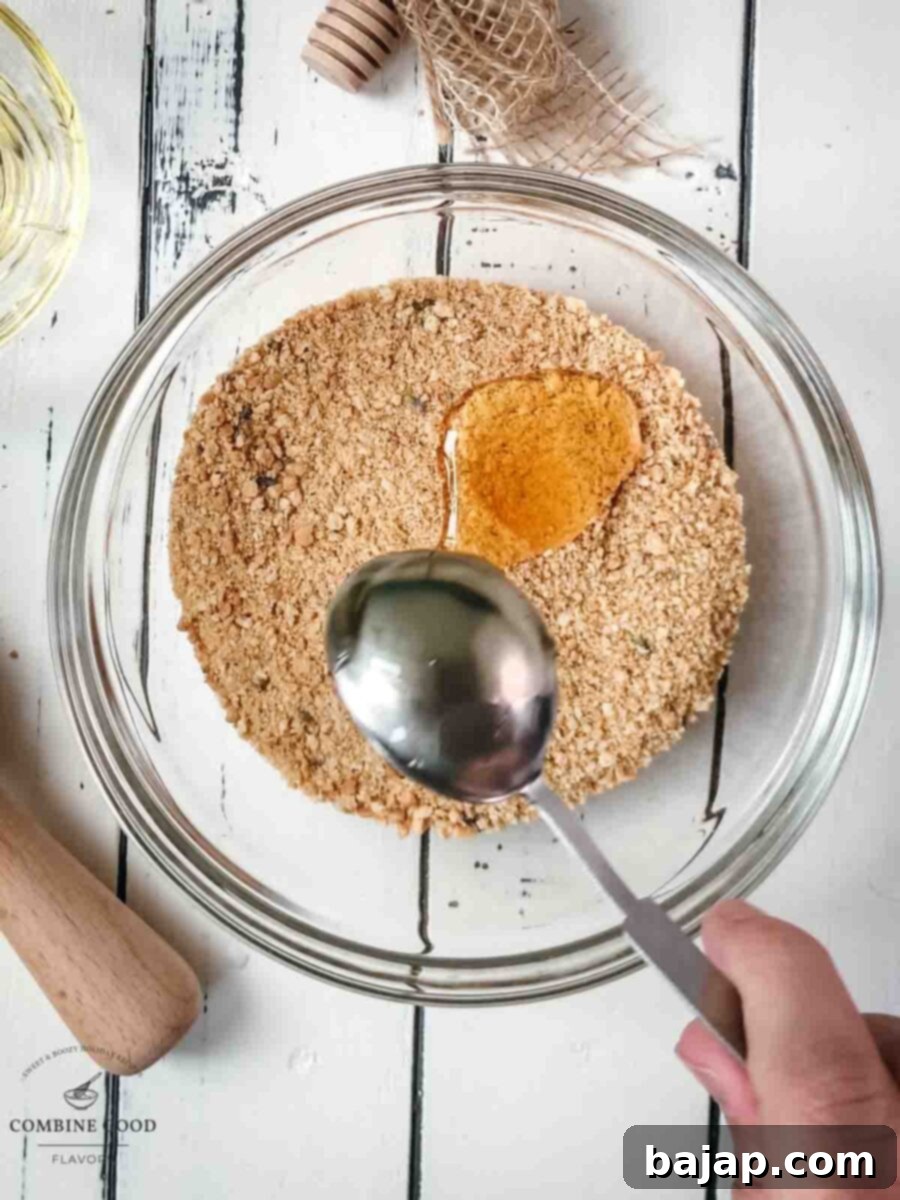 Adding a tablespoon of honey to the lavender graham cracker crumbs for the cheesecake crust.