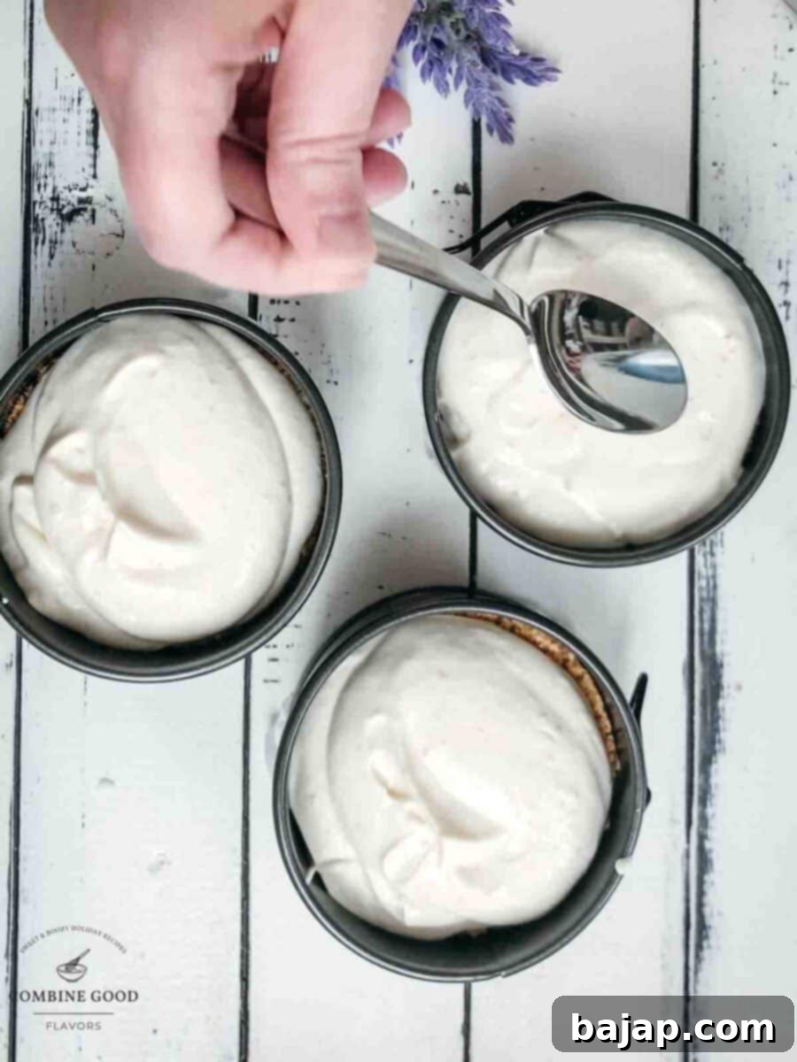 Smooth out the limoncello ricotta cream using the backside of a spoon.