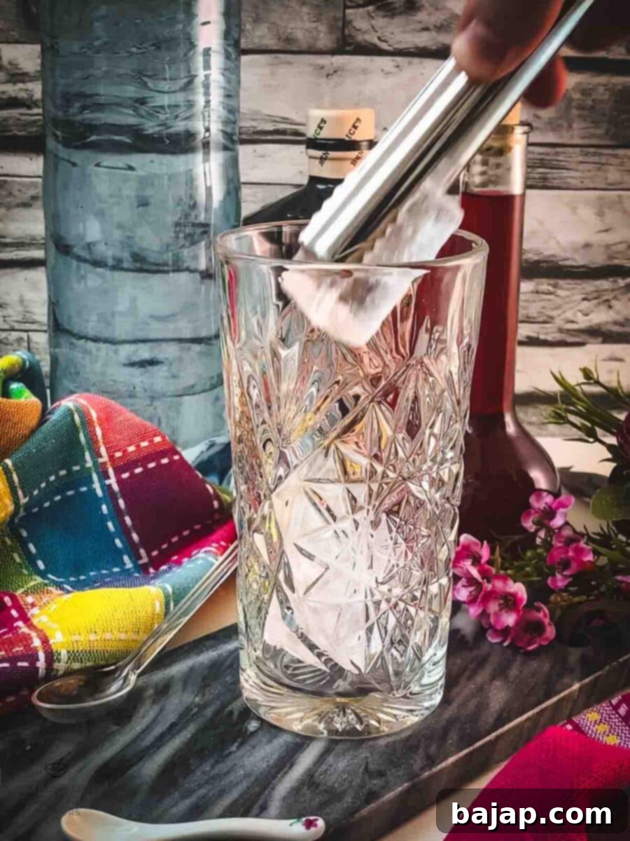 Add cubed ice to your serving glass for a refreshing chill.