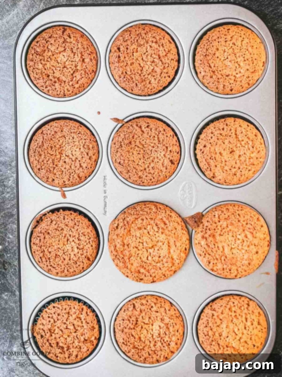 Orange muffins after baking.