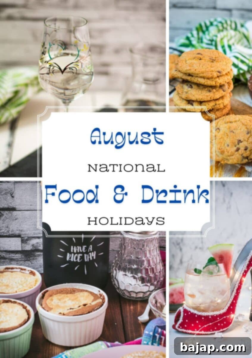 A colorful roundup of sweet and nostalgic summer recipes perfect for celebrating the national food holidays in August—from cookies and pudding to popsicles, pie, and fruity cocktails.