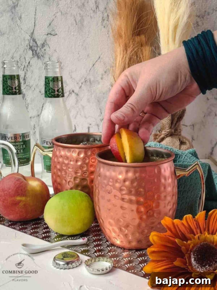 Garnish with fresh peach slices.