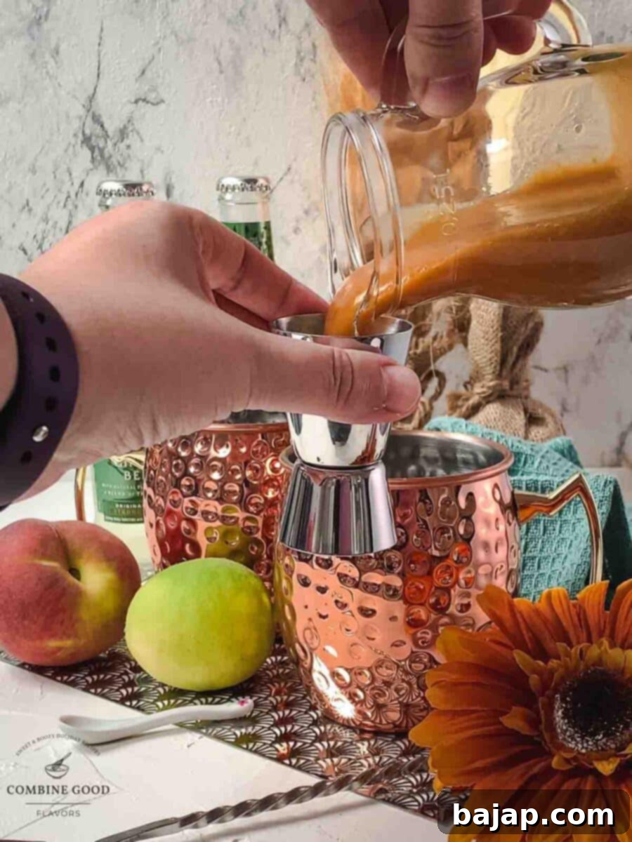 Measure homemade peach puree.