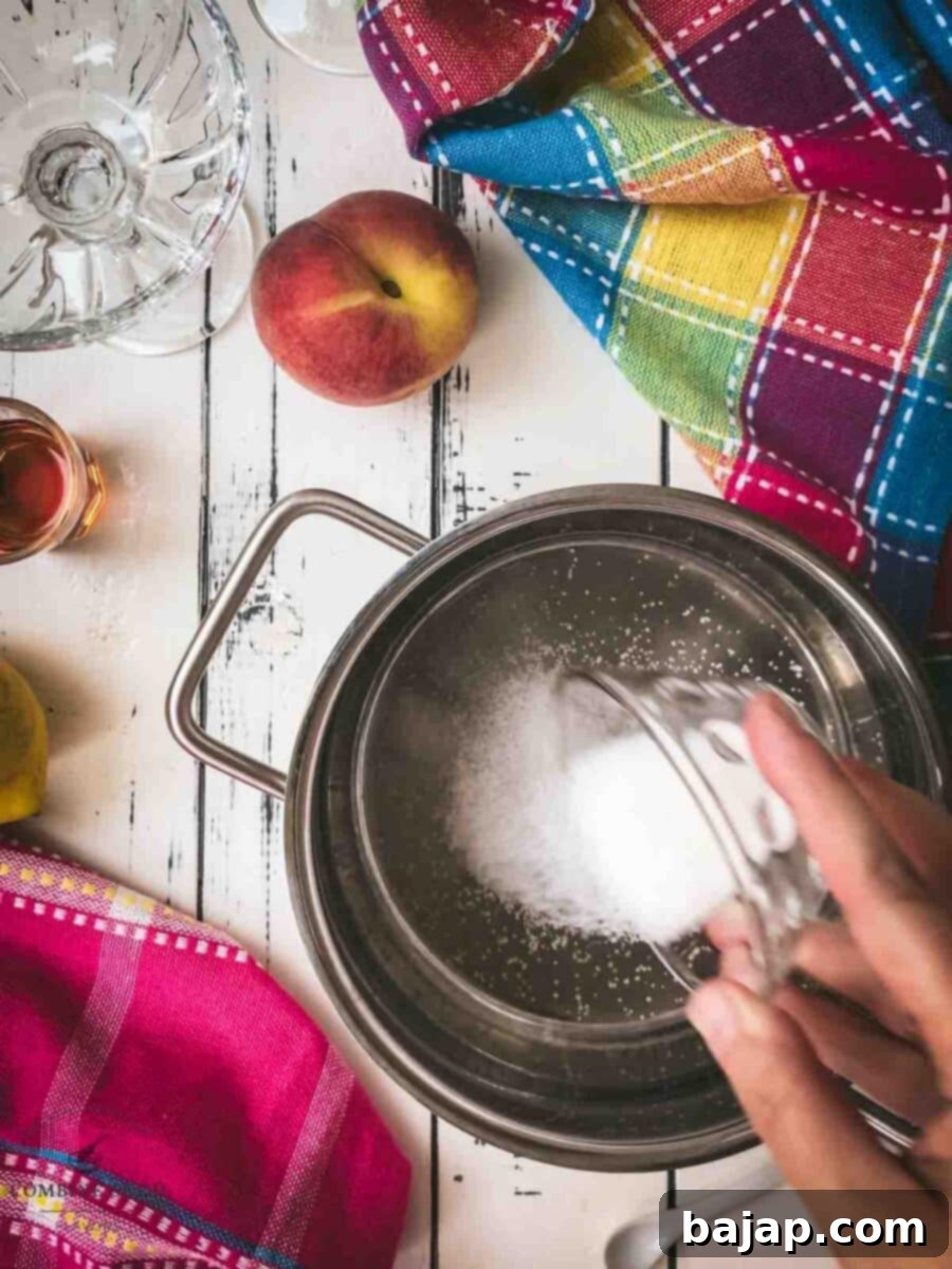 Add granulated sugar into the saucepan.