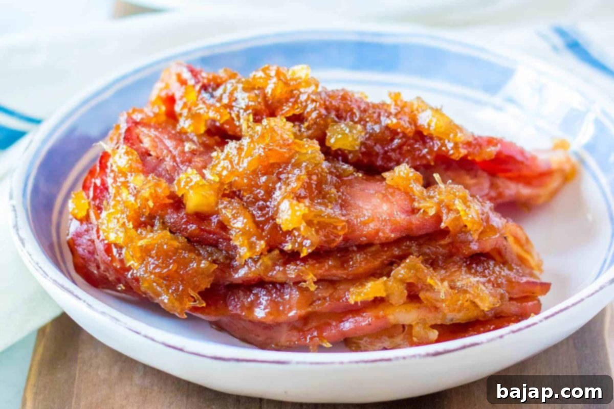 Spiral sliced ham with pineapple cola glaze