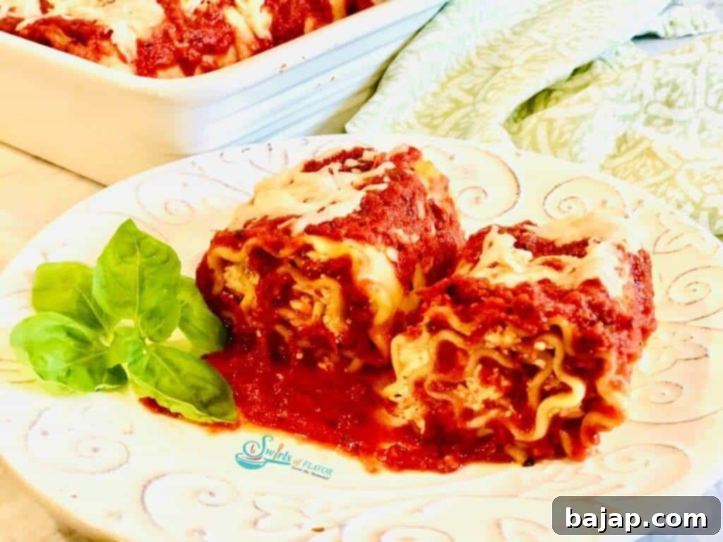 Baked Lasagna Roll Ups with Marinara Sauce