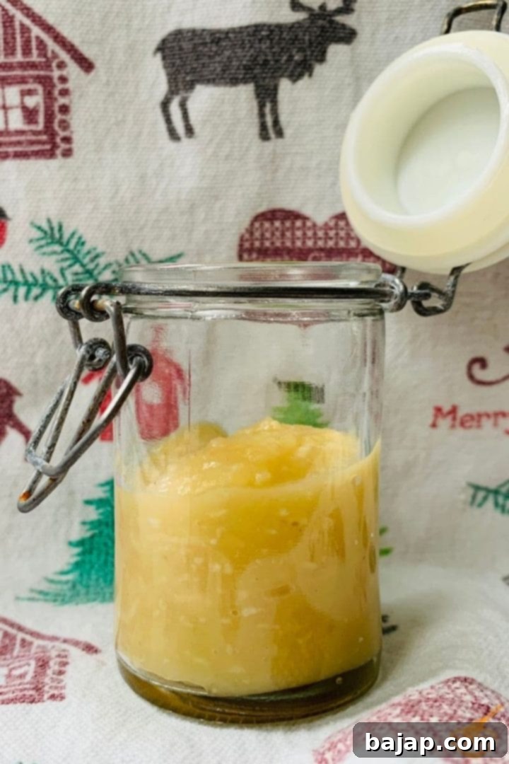 Homemade apple horseradish sauce is the perfect combination of spiciness and sweetness. Both flavors are well-balanced and do not overpower the taste of the meat.