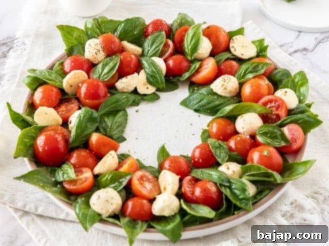 Beautiful Caprese Christmas Wreath appetizer