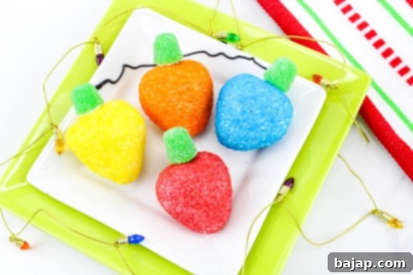 Chocolate covered Christmas Strawberries decorated like lights