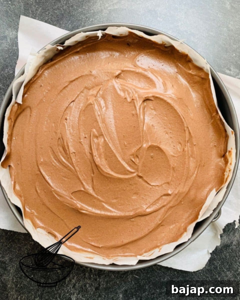 Place the no bake chocolate ricotta cheesecake in the fridge.