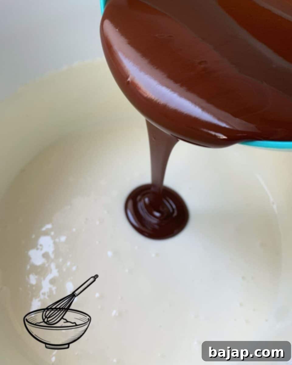 Add the melted chocolate to the ricotta cream.