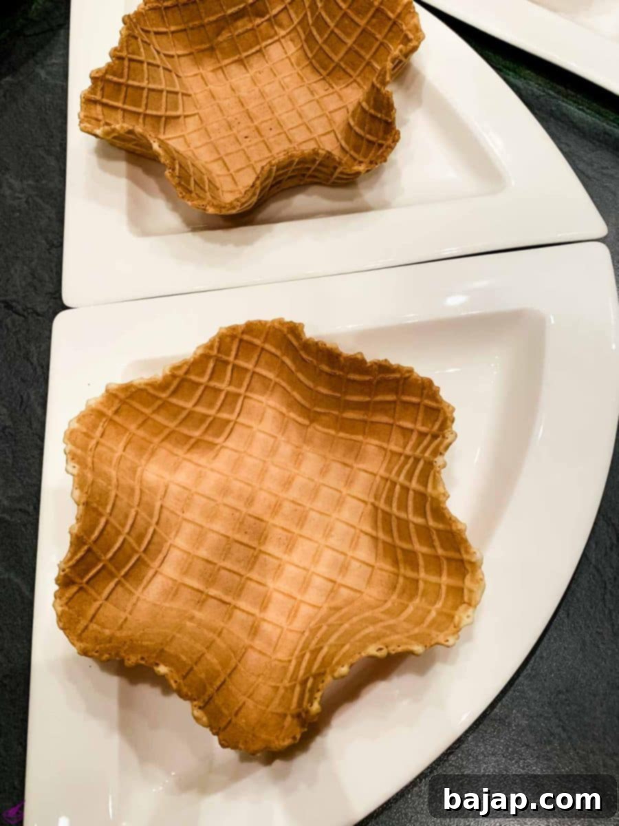 Empty waffle blossoms ready for filling with homemade chestnut purée.