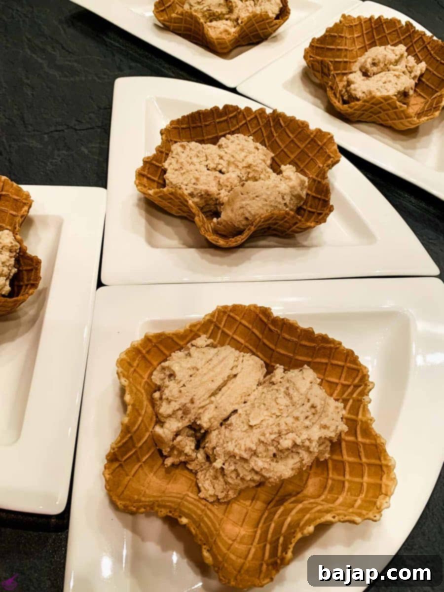 Waffle blossoms filled with creamy homemade chestnut purée.