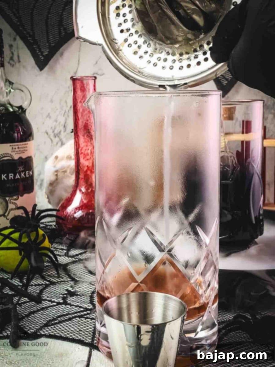 Add lemon juice to the stirring glass.