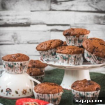 Delicious St. Nicholas chocolate muffins, placed one christmassy plates.