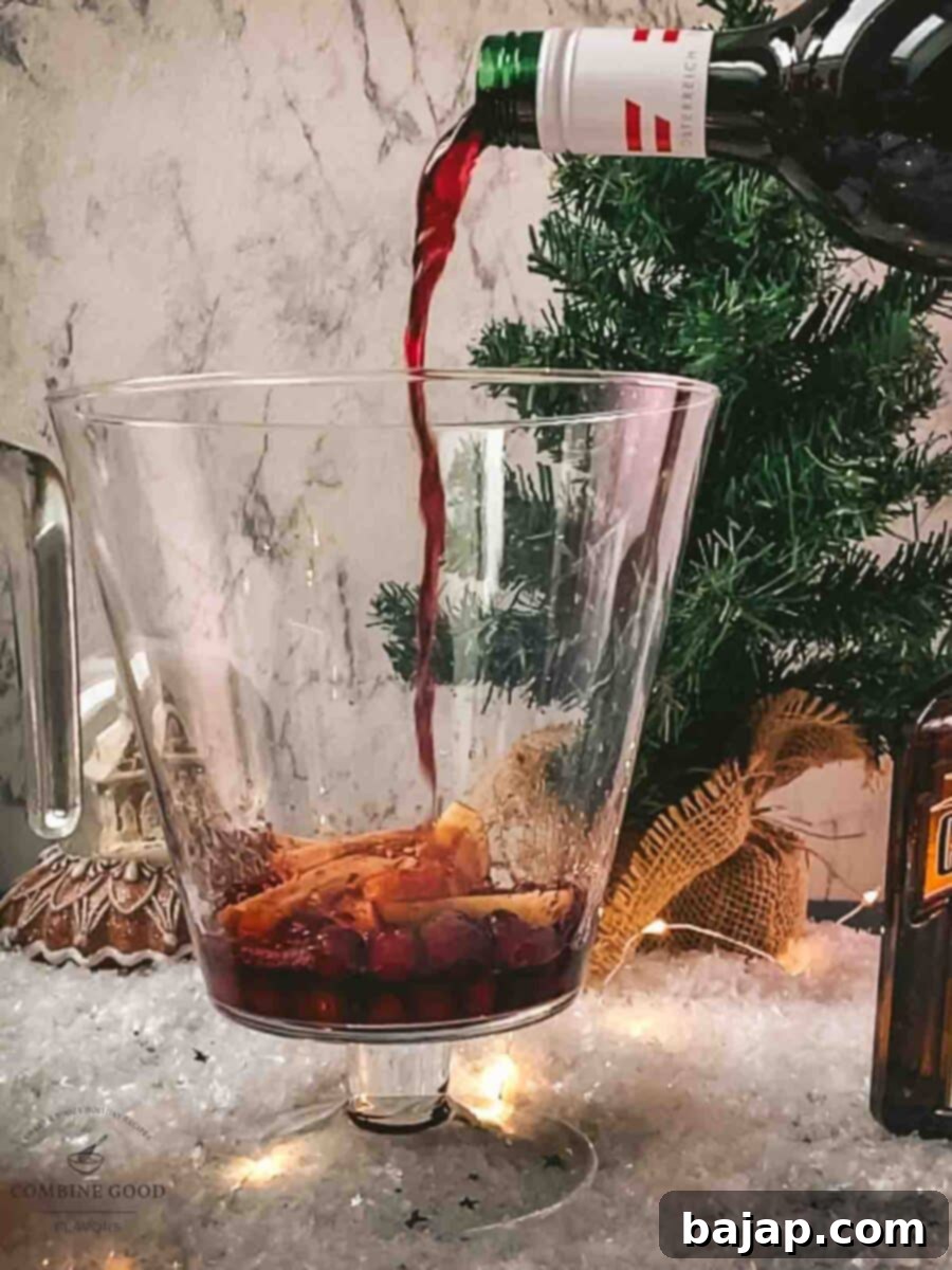 Add red wine to the pitcher for a delicious winter sangria.