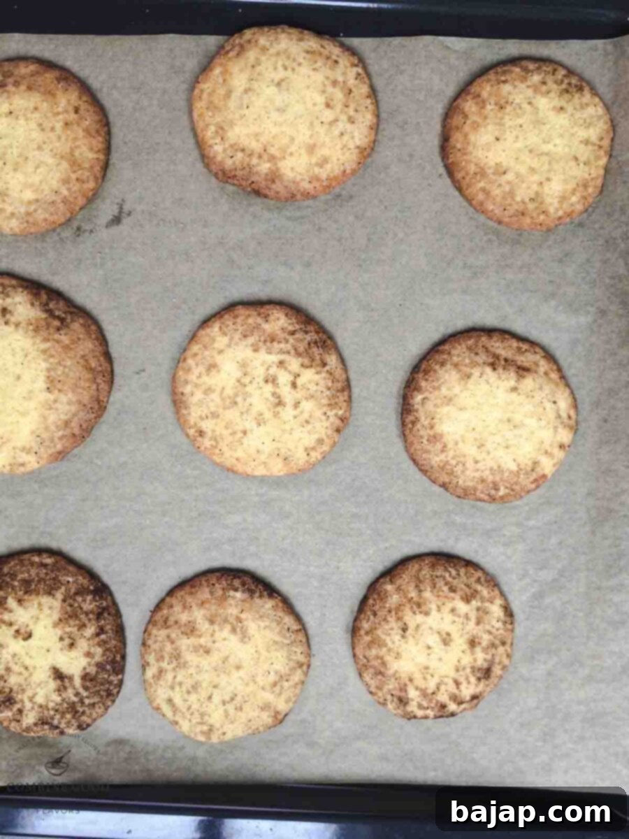 Finished baked snickerdoodles, straight from the oven.