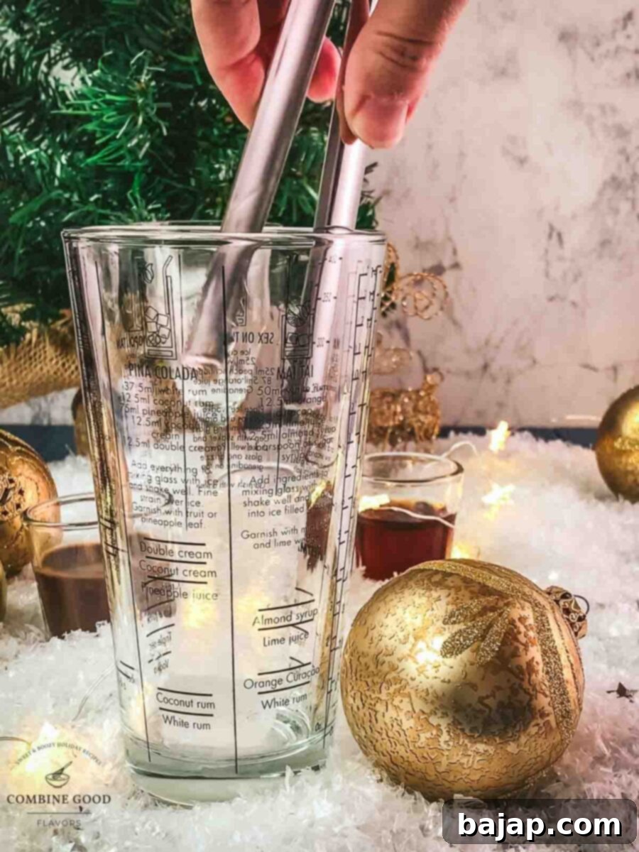 Add cubed ice to the cocktail shaker for a chilling effect.